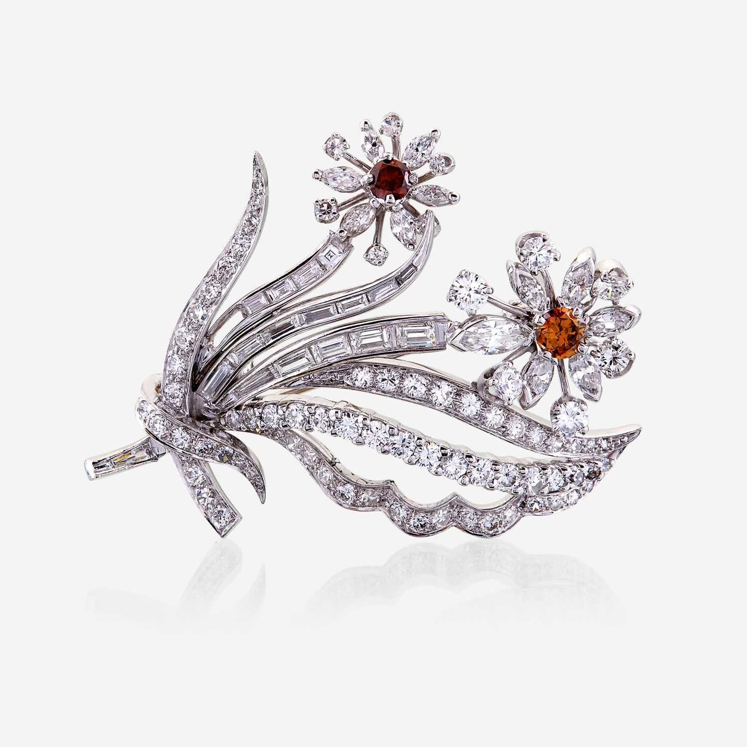 Vintage Platinum Pin Brooch with 4.75 Carat Diamonds 2x1.50 Inches