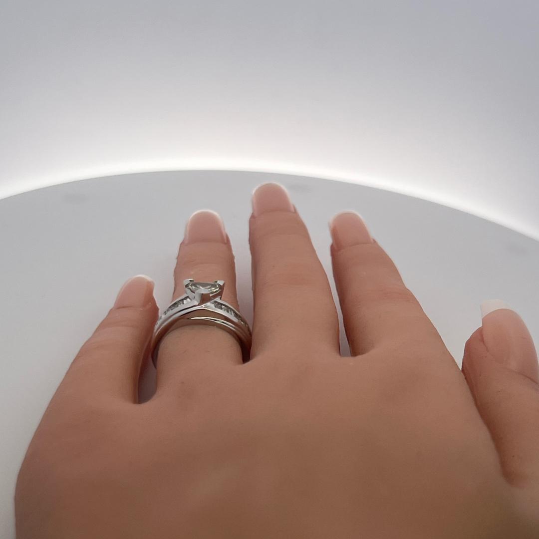 1.16ct Baguette & Triangular Diamond Engagement Ring in 18K White Gold