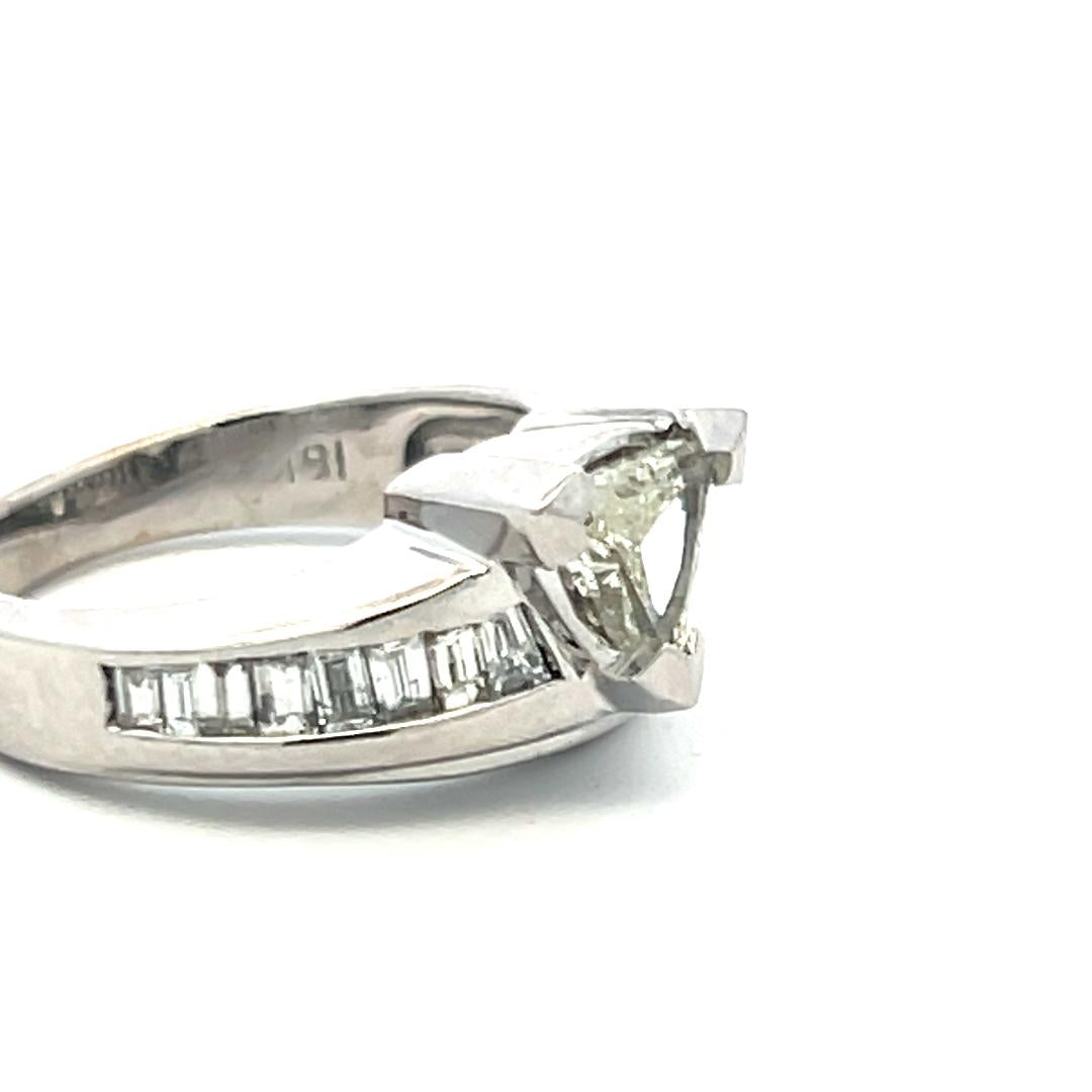 1.16ct Baguette & Triangular Diamond Engagement Ring in 18K White Gold