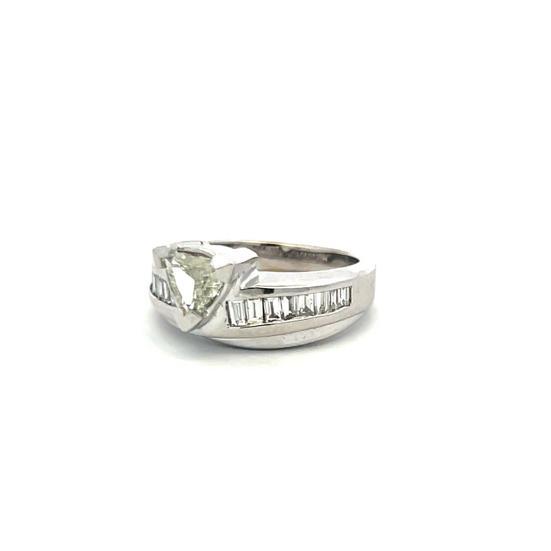 1.16ct Baguette & Triangular Diamond Engagement Ring in 18K White Gold