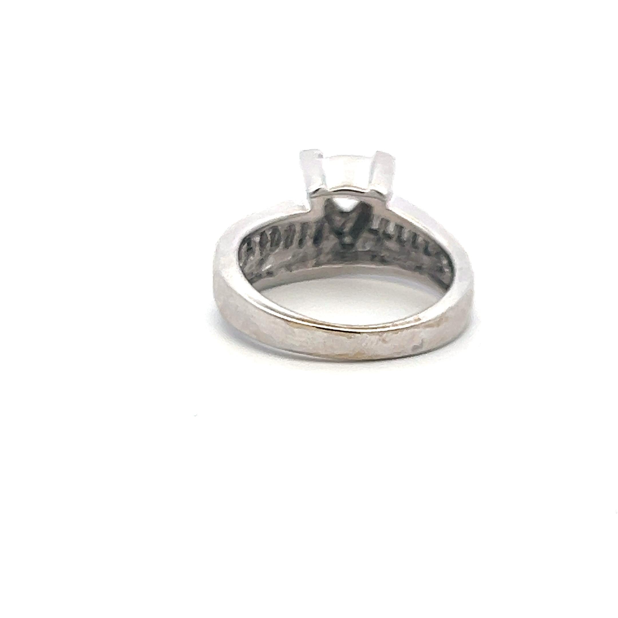 1.16ct Baguette & Triangular Diamond Engagement Ring in 18K White Gold