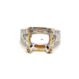 0.50 Carat Baguette and Round Brilliant Diamond 18K Two Tone Gold Semi Mount Ring