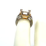 0.50 Carat Baguette and Round Brilliant Diamond 18K Two Tone Gold Semi Mount Ring