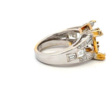 0.50 Carat Baguette and Round Brilliant Diamond 18K Two Tone Gold Semi Mount Ring