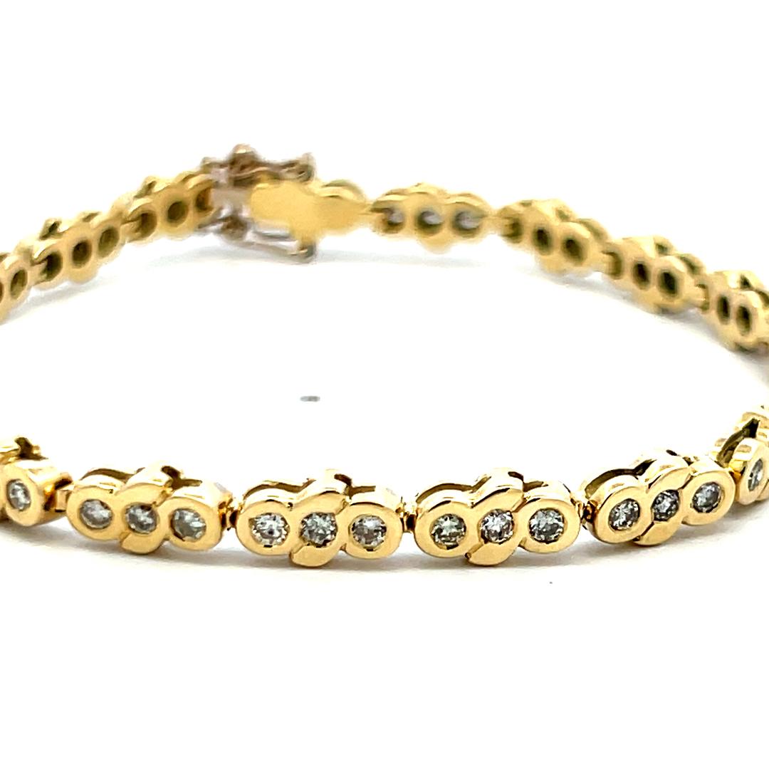 1.11ct Round Diamond Tennis Bracelet in 14K Yellow Gold Vintage Estate