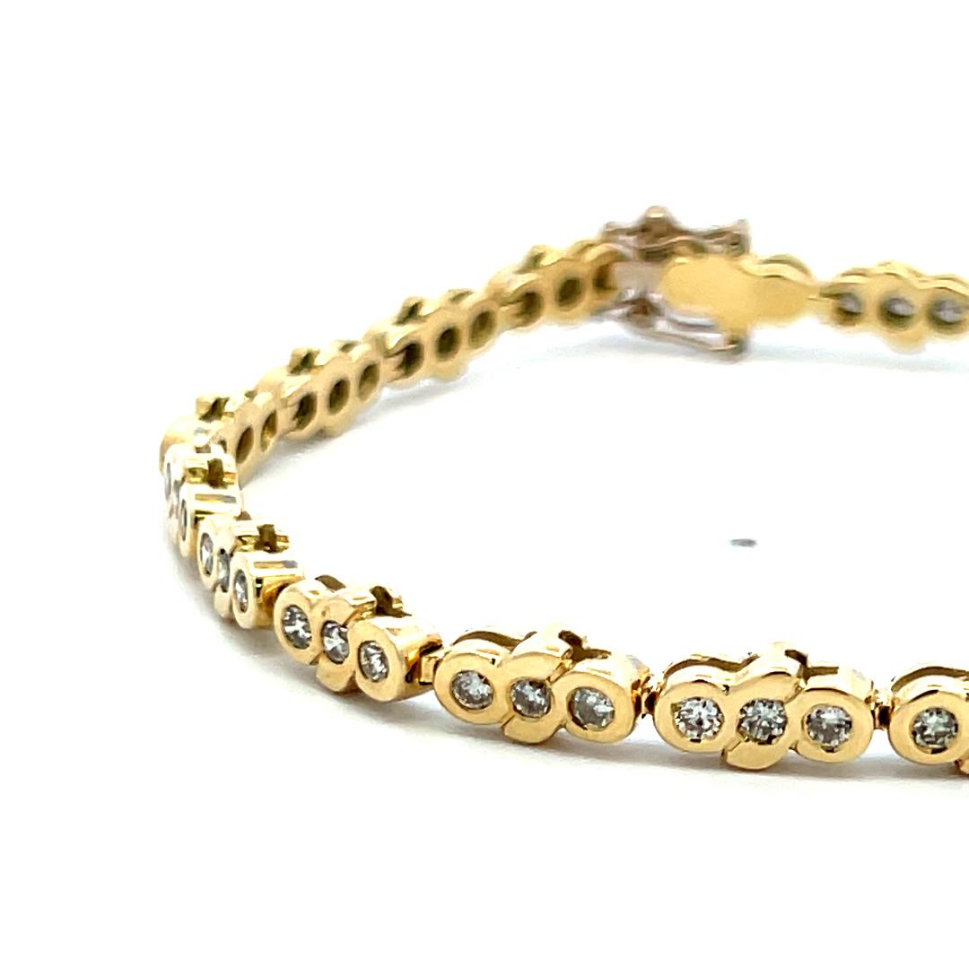 1.11ct Round Diamond Tennis Bracelet in 14K Yellow Gold Vintage Estate