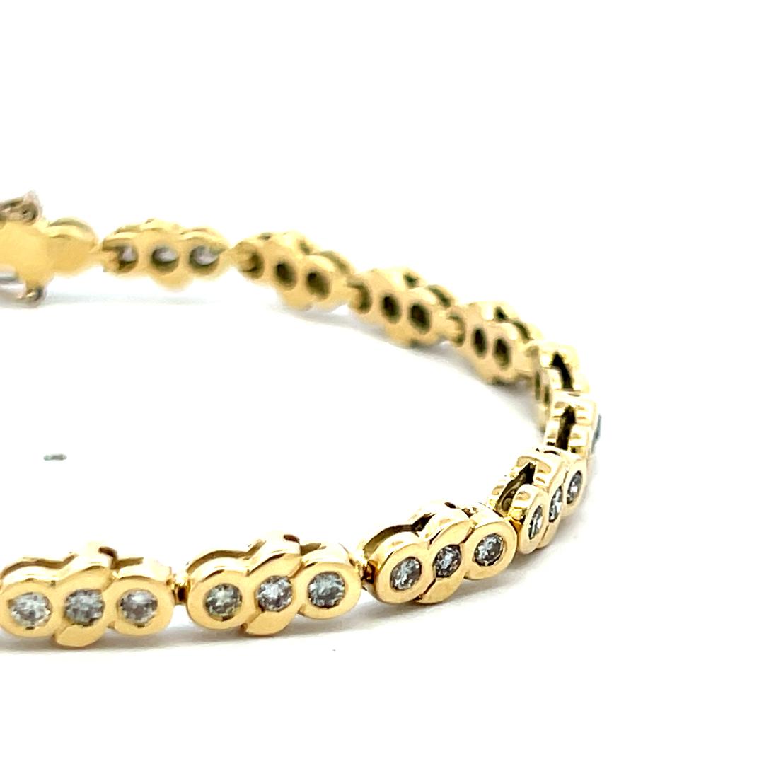 1.11ct Round Diamond Tennis Bracelet in 14K Yellow Gold Vintage Estate