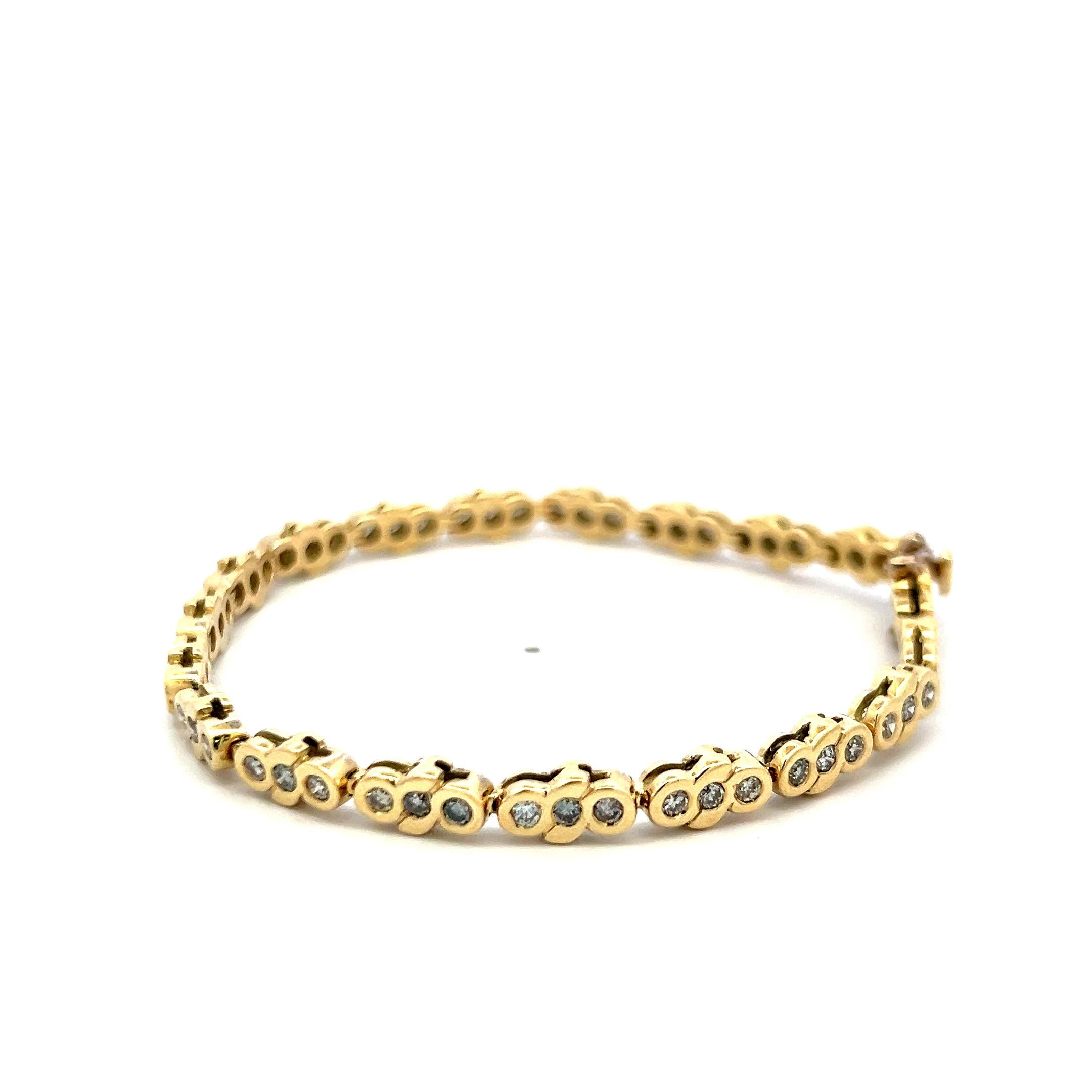 1.11ct Round Diamond Tennis Bracelet in 14K Yellow Gold Vintage Estate
