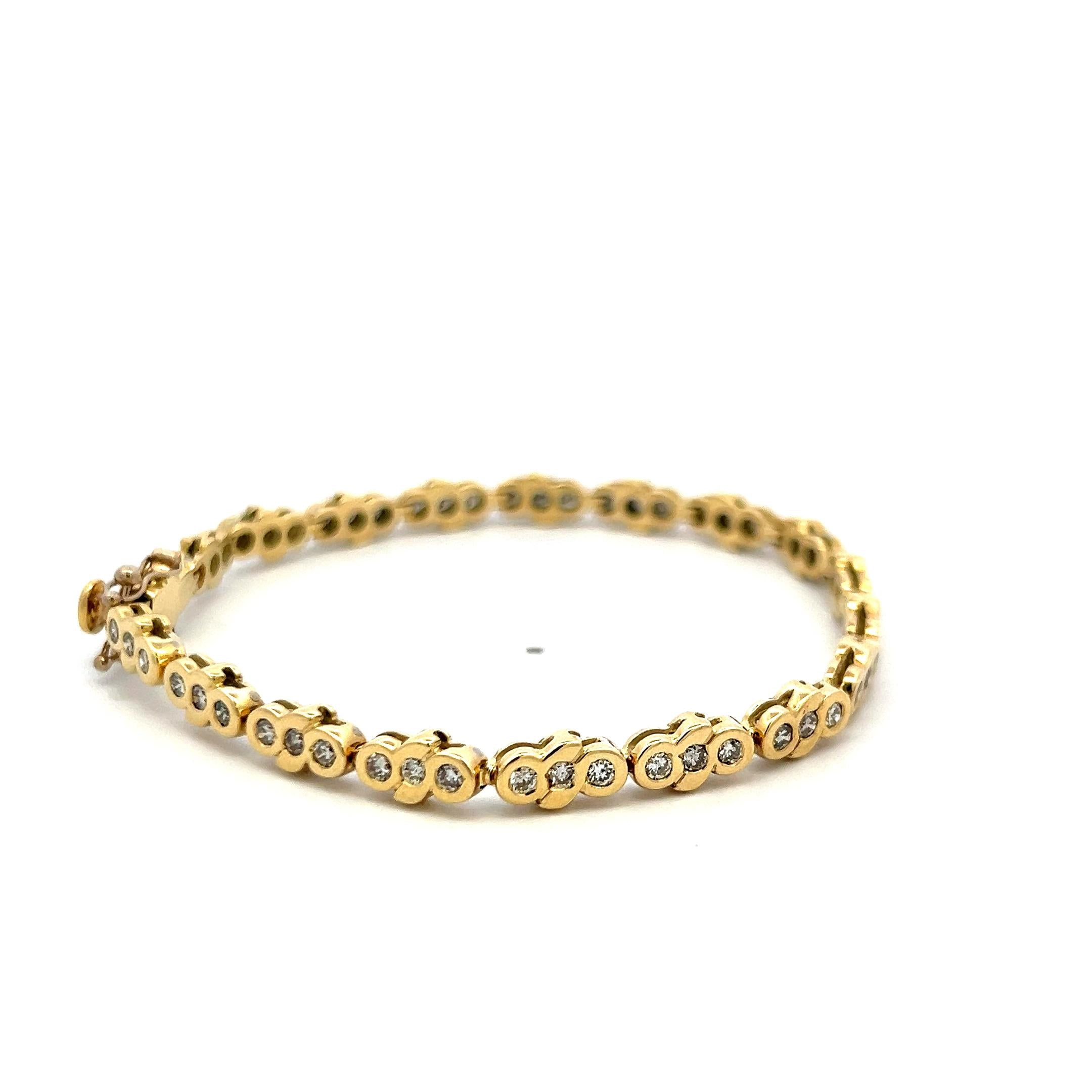 1.11ct Round Diamond Tennis Bracelet in 14K Yellow Gold Vintage Estate