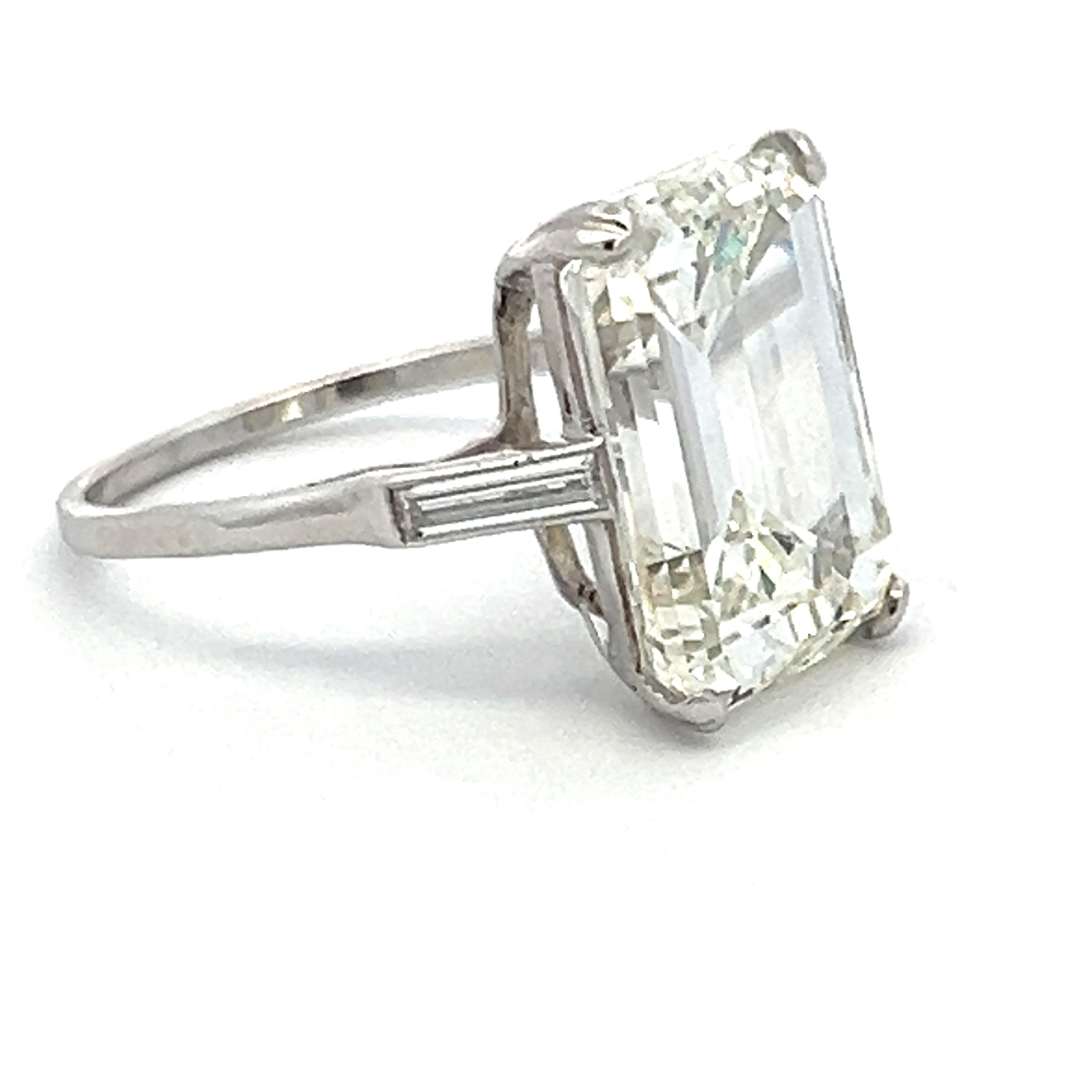 10.04 Carat Emerald Cut and Baguette Shape Diamond Platinum Engagement Ring