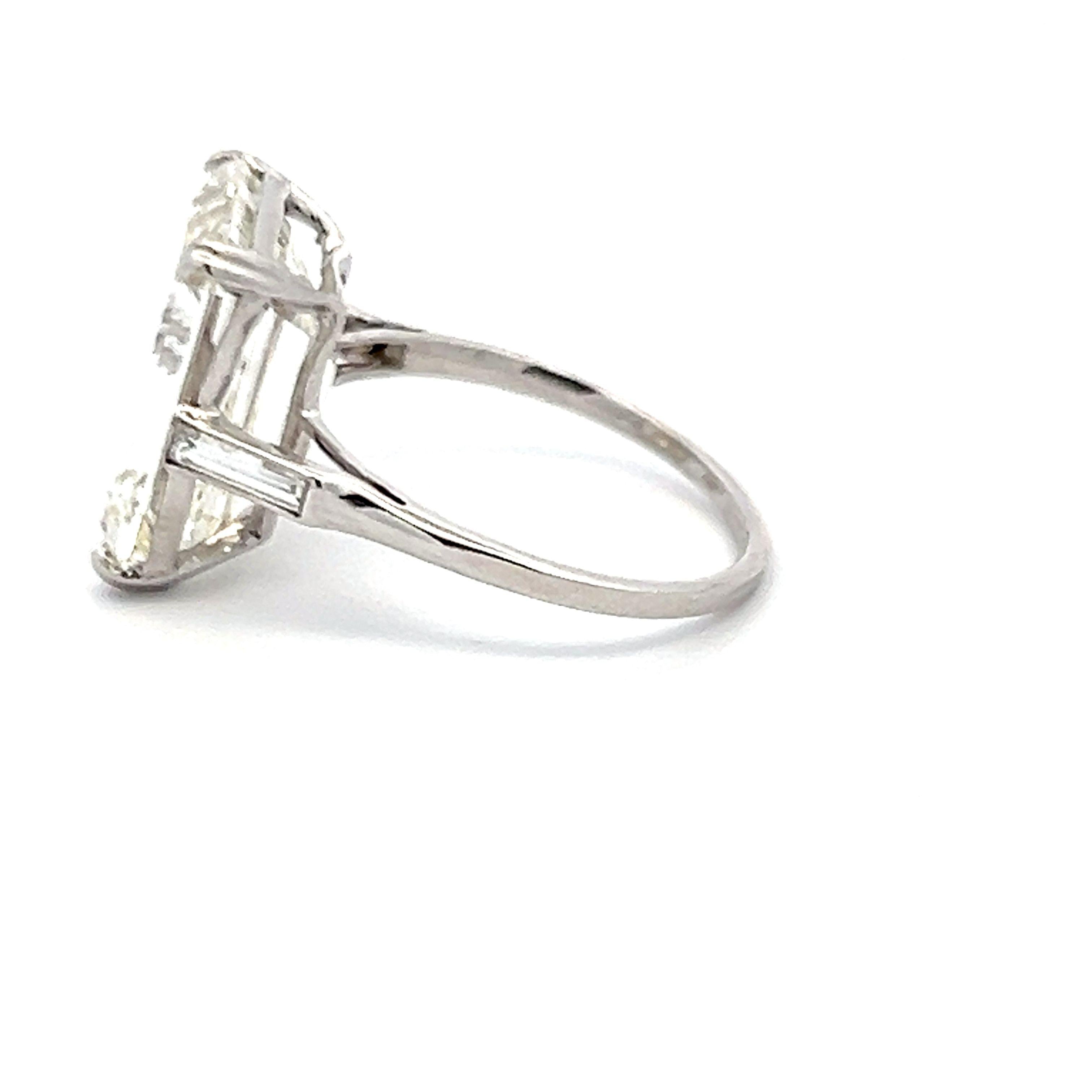 10.04 Carat Emerald Cut and Baguette Shape Diamond Platinum Engagement Ring