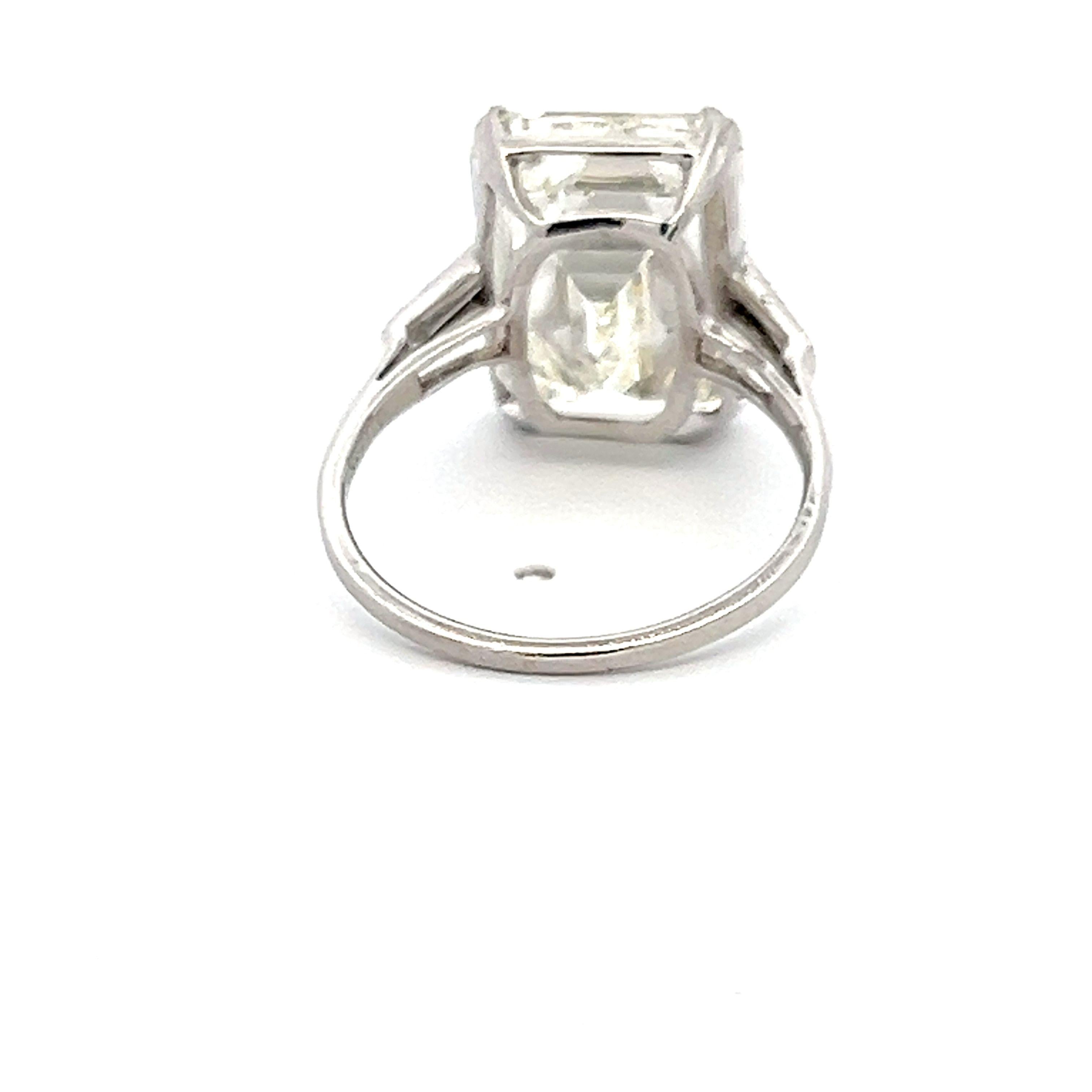 10.04 Carat Emerald Cut and Baguette Shape Diamond Platinum Engagement Ring