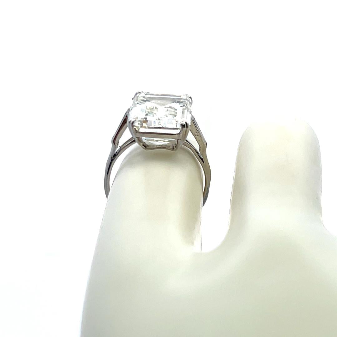 9.84 Carat Emerald Cut J VVS2 Diamond Platinum Engagement Ring
