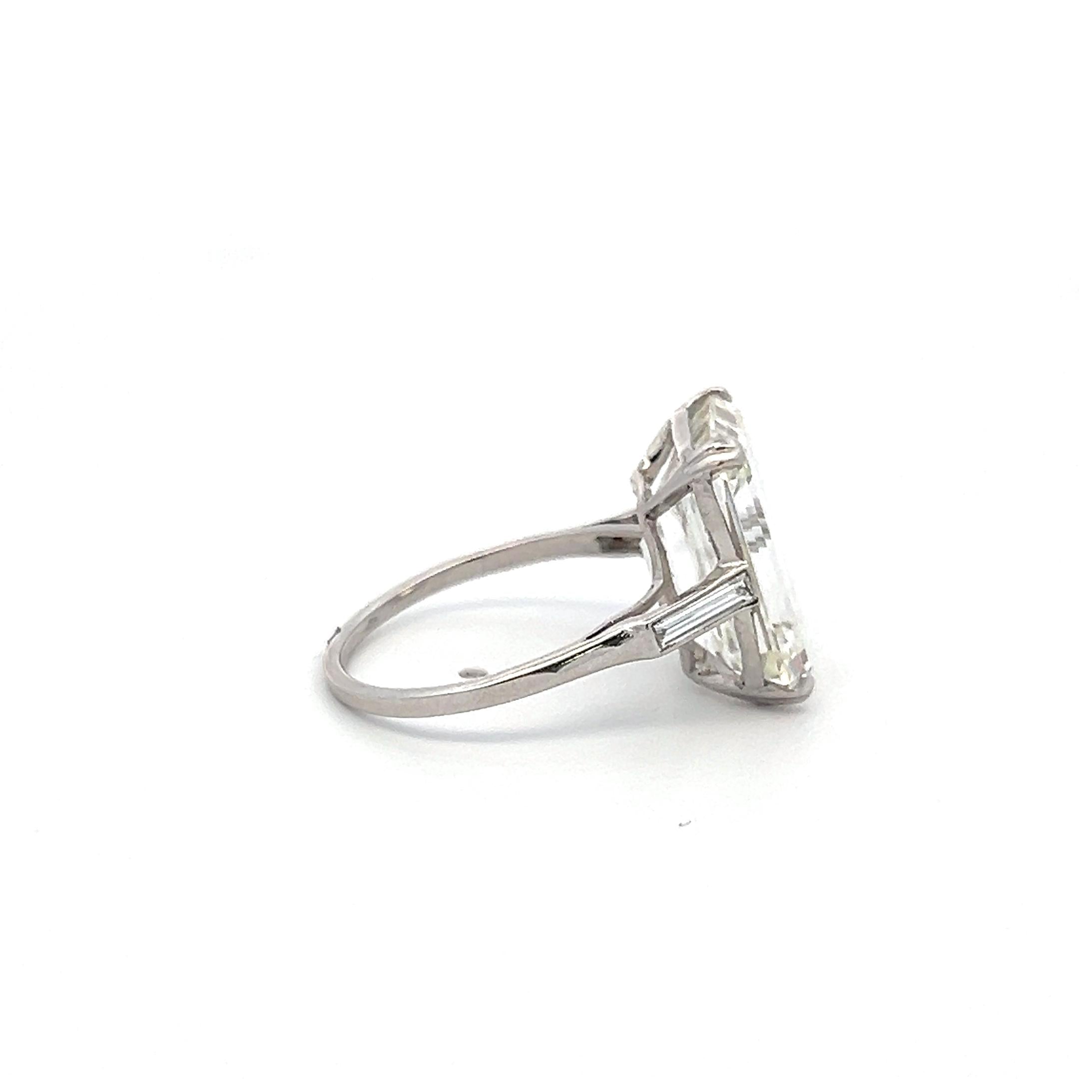 9.84 Carat Emerald Cut J VVS2 Diamond Platinum Engagement Ring
