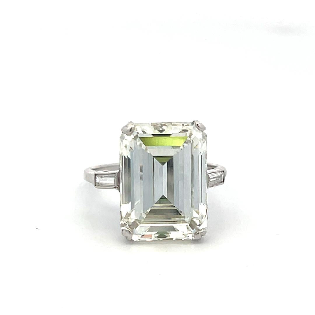 9.84 Carat Emerald Cut J VVS2 Diamond Platinum Engagement Ring