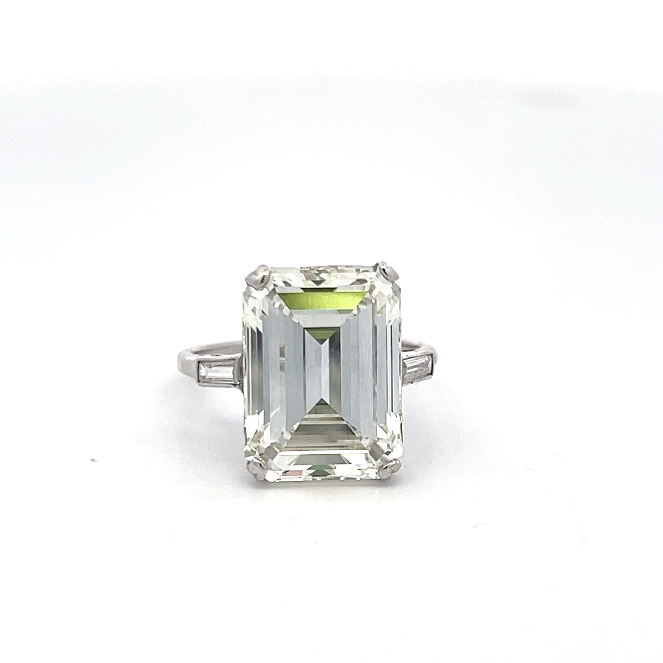 9.84 Carat Emerald Cut J VVS2 Diamond Platinum Engagement Ring