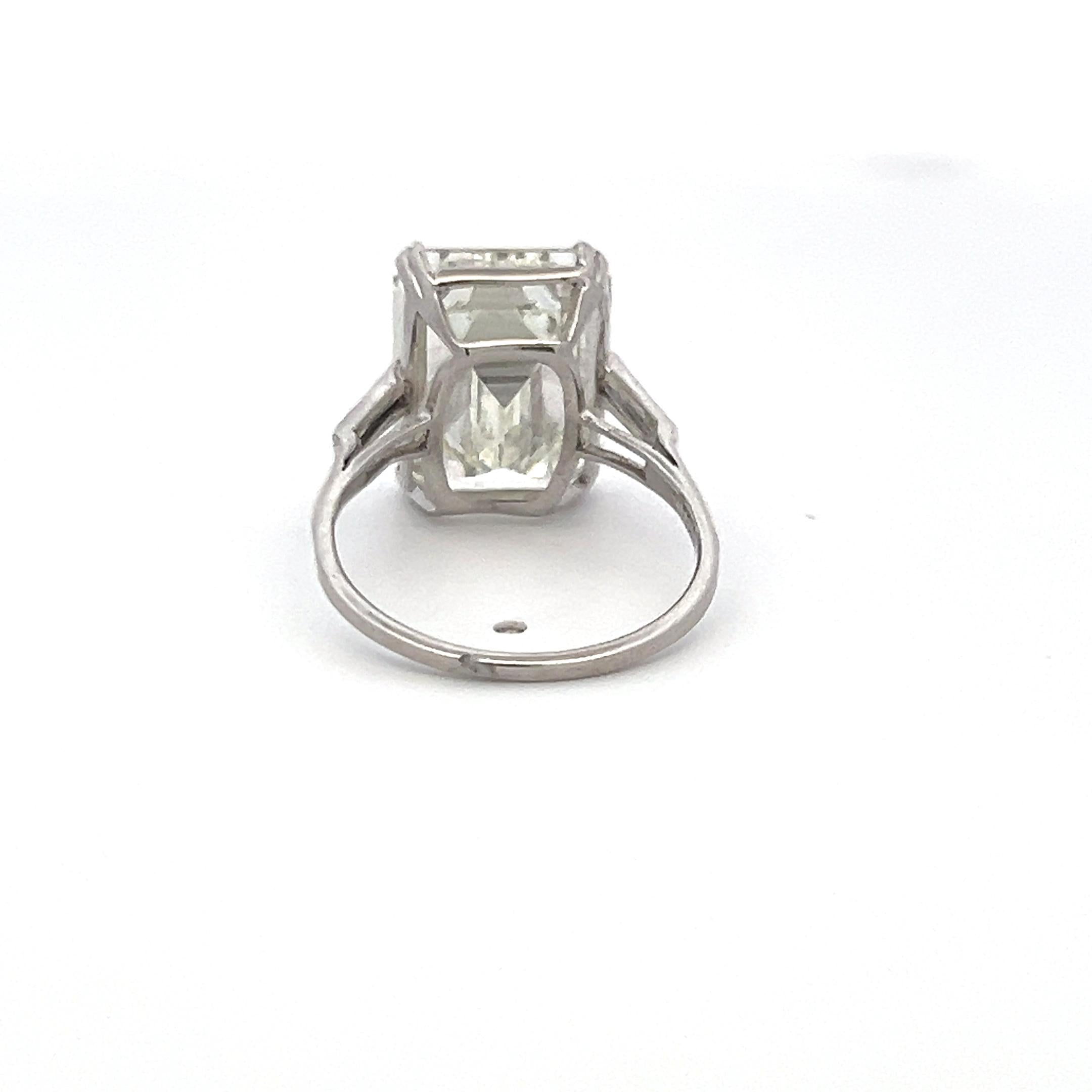 9.84 Carat Emerald Cut J VVS2 Diamond Platinum Engagement Ring