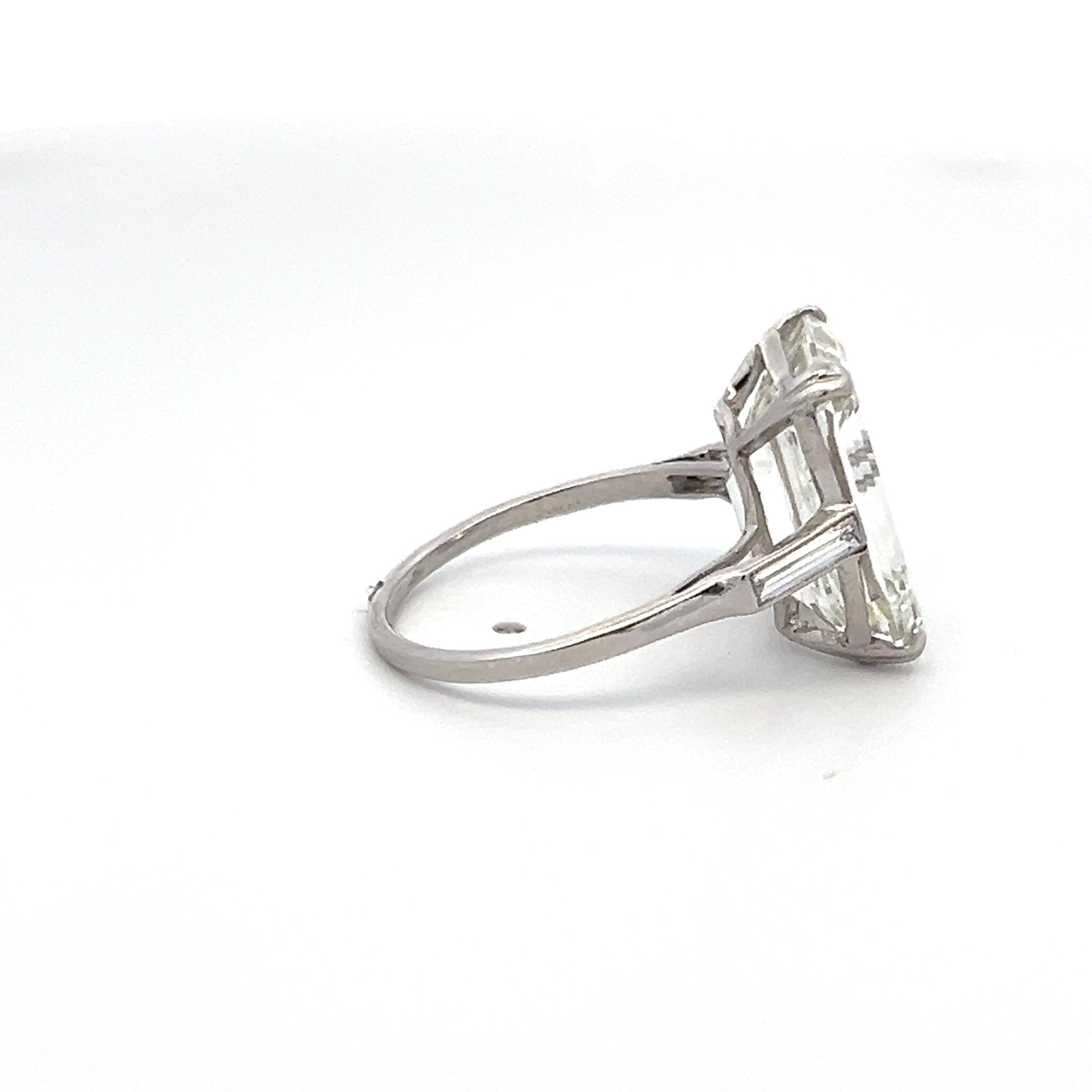 9.84 Carat Emerald Cut J VVS2 Diamond Platinum Engagement Ring