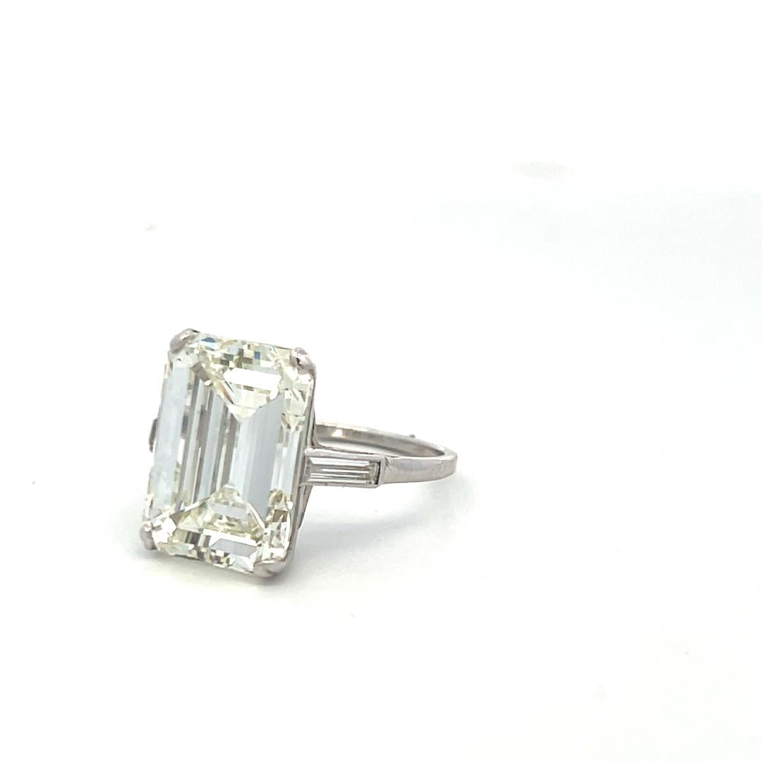 9.84 Carat Emerald Cut J VVS2 Diamond Platinum Engagement Ring