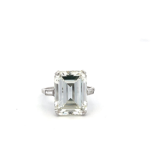 9.84 Carat Emerald Cut J VVS2 Diamond Platinum Engagement Ring