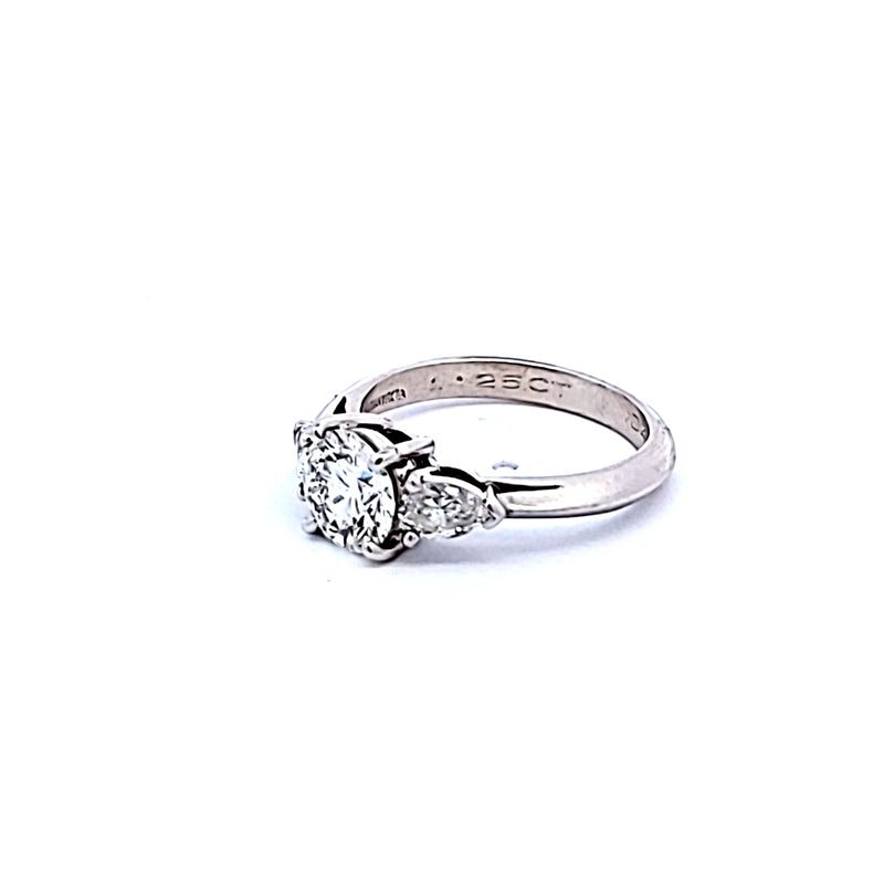 Tiffany and Co 1.25 Carat Round Brilliant Shape G-VVS2 Diamond Platinum Three-Stone Ring