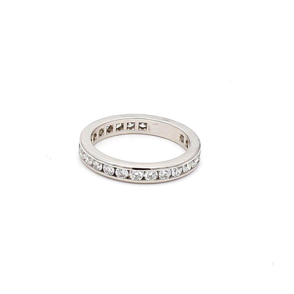 Tiffany & Co Platinum Eternity Band Ring with 1.3 Carat Round Diamonds Size 5