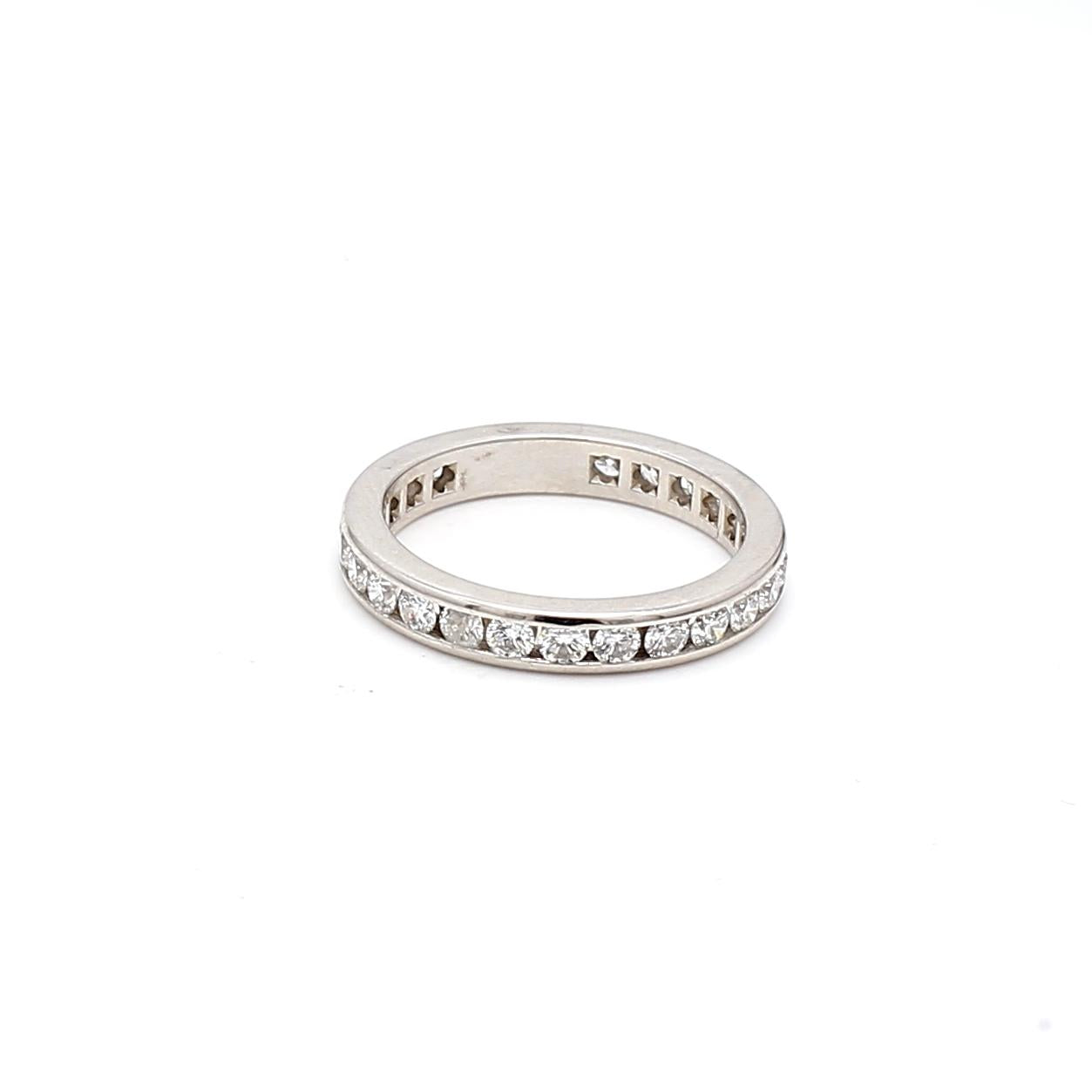 Tiffany & Co Platinum Eternity Band Ring with 1.3 Carat Round Diamonds Size 5