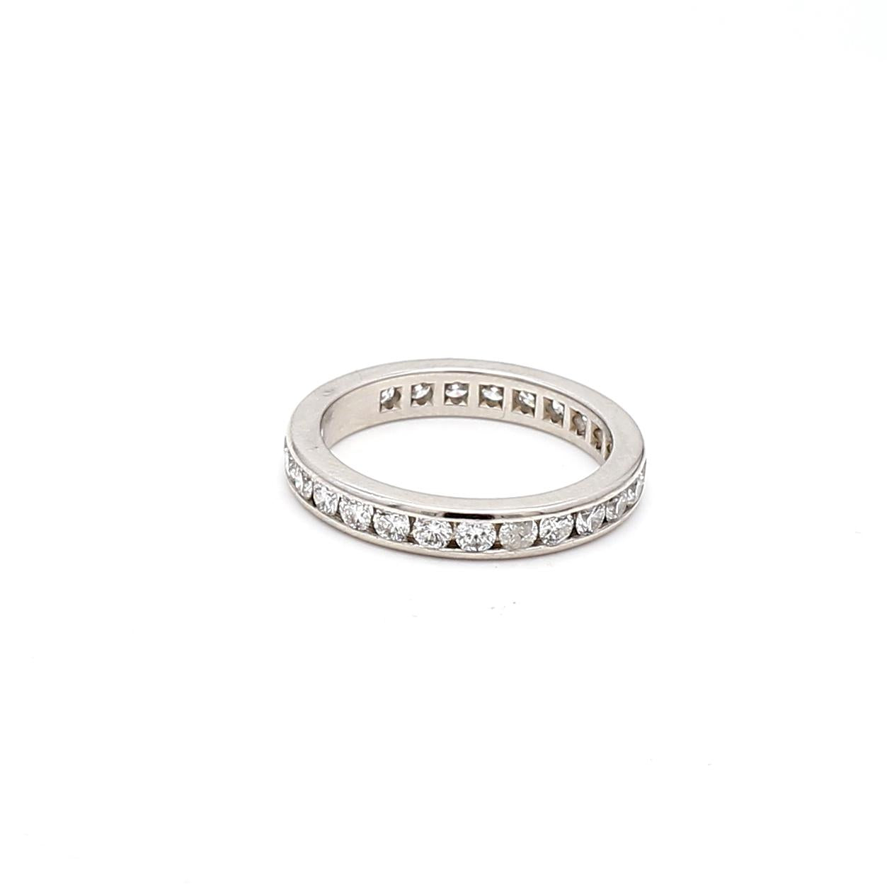 Tiffany & Co Platinum Eternity Band Ring with 1.3 Carat Round Diamonds Size 5