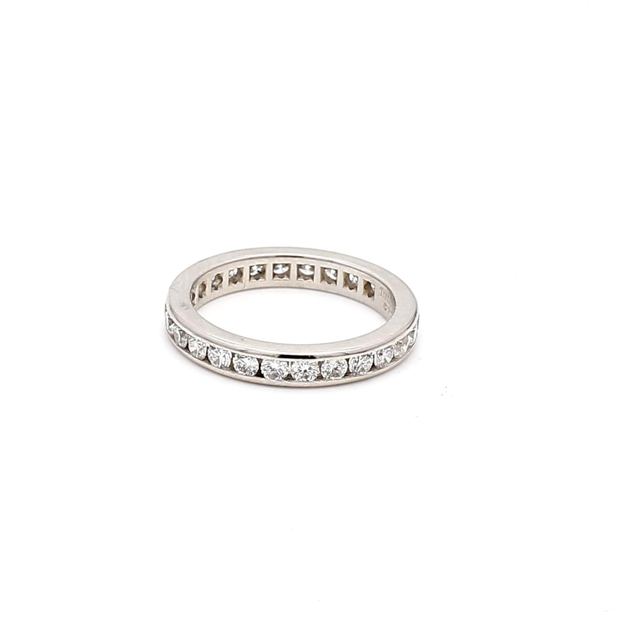 Tiffany & Co Platinum Eternity Band Ring with 1.3 Carat Round Diamonds Size 5