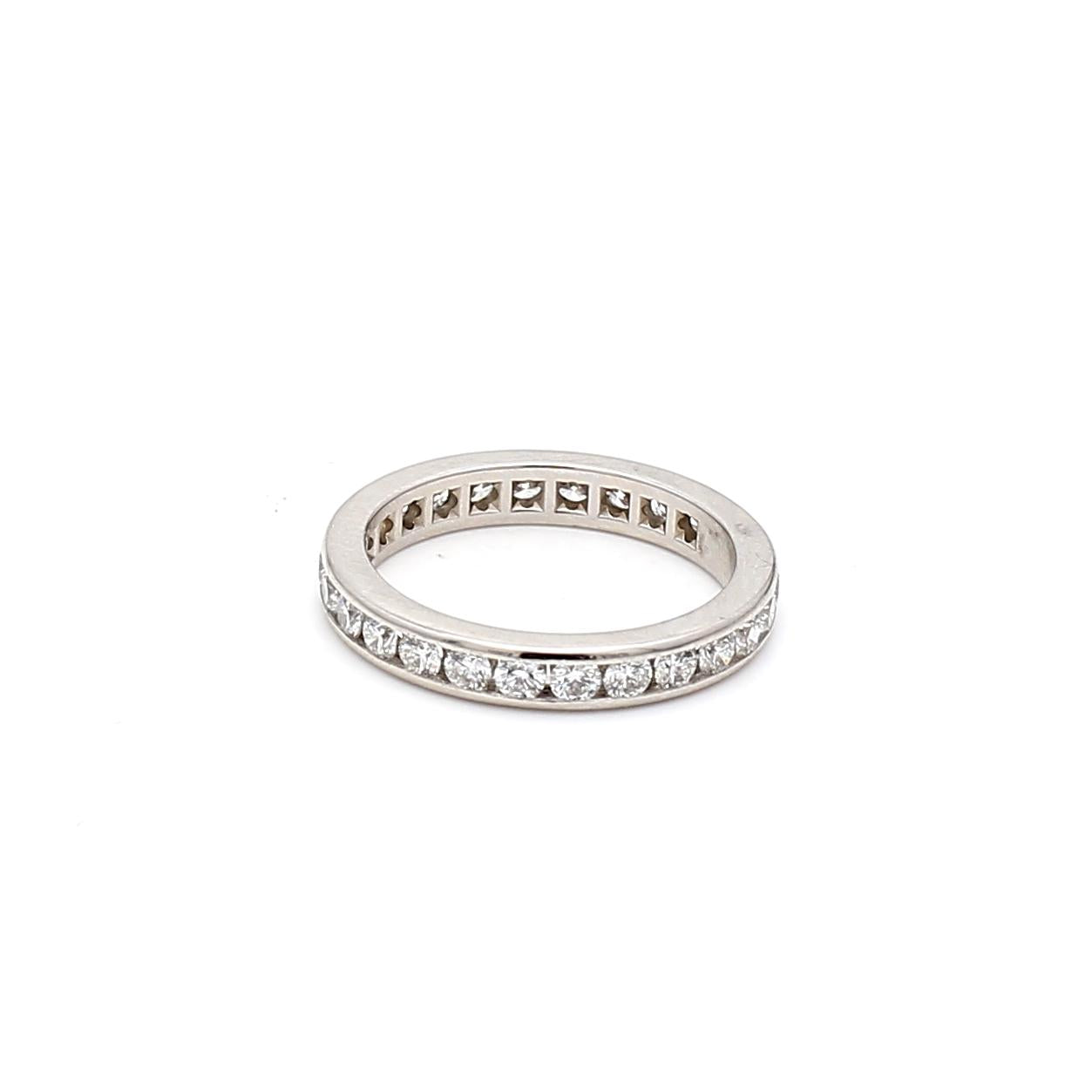 Tiffany & Co Platinum Eternity Band Ring with 1.3 Carat Round Diamonds Size 5