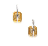 6.48 Carat Radiant Cut W-S VS and Round Diamond 14K Two Tone Gold Drop Earrings