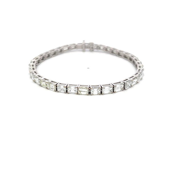11.96 Carat Emerald Cut H VS Diamond 18 Karat White Gold Tennis Bracelet