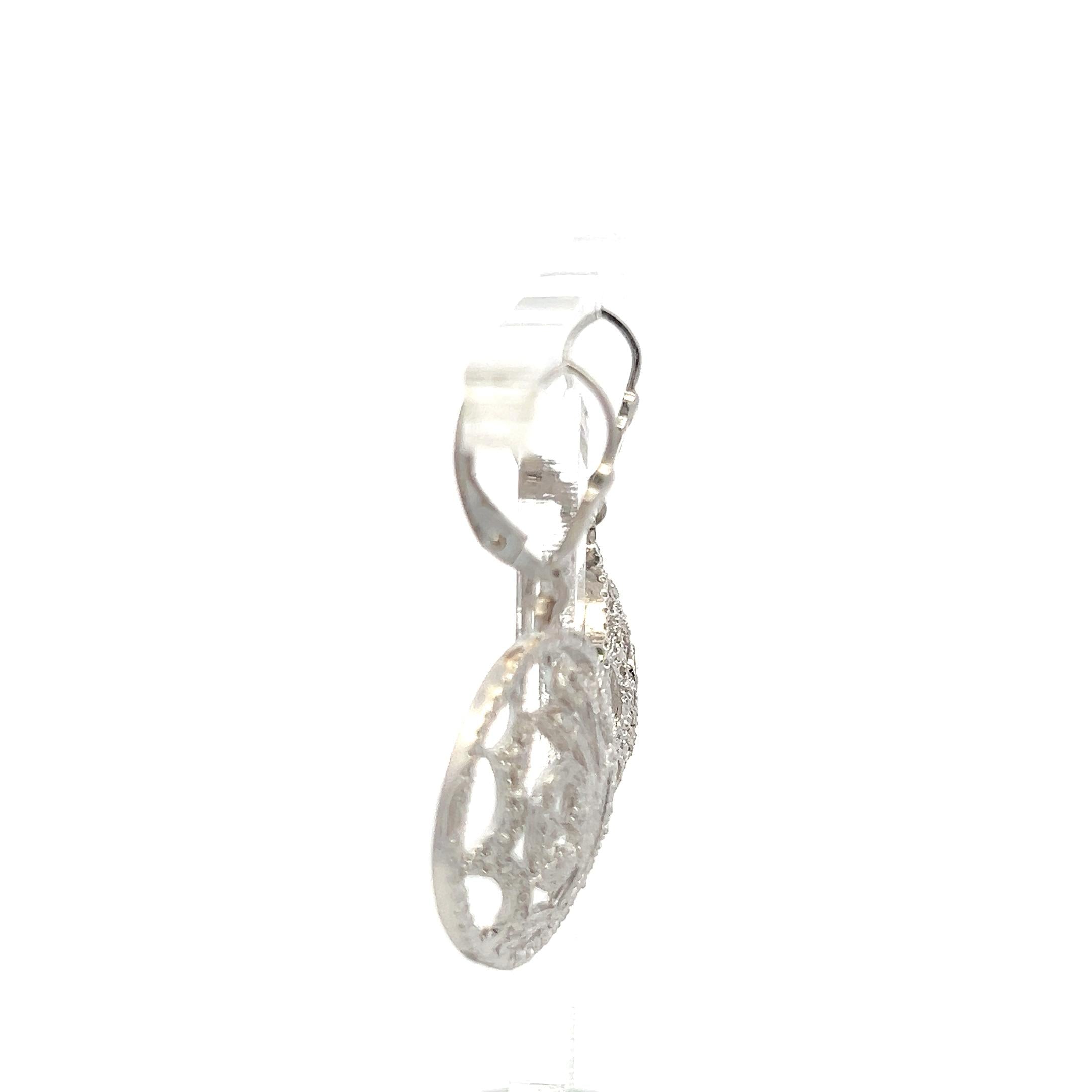 Vintage 14K White Gold Dangling Earrings 7.4 Grams 1.38*0.79*0.15IN