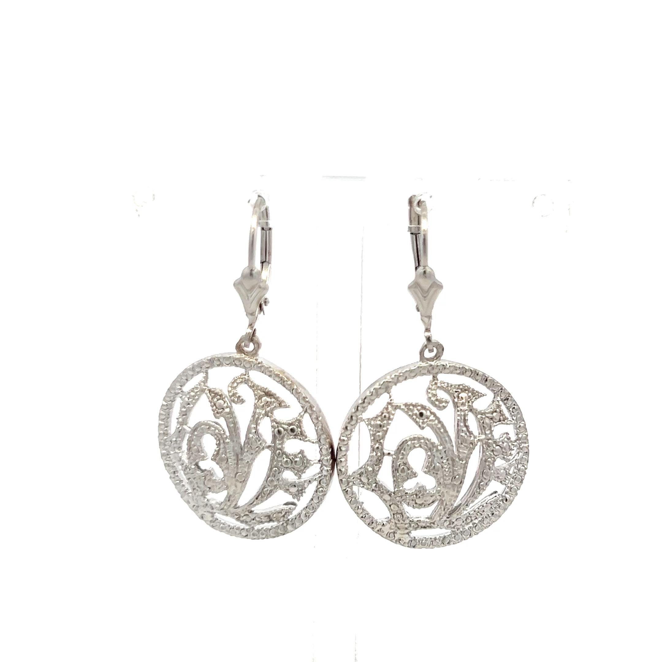 Vintage 14K White Gold Dangling Earrings 7.4 Grams 1.38*0.79*0.15IN