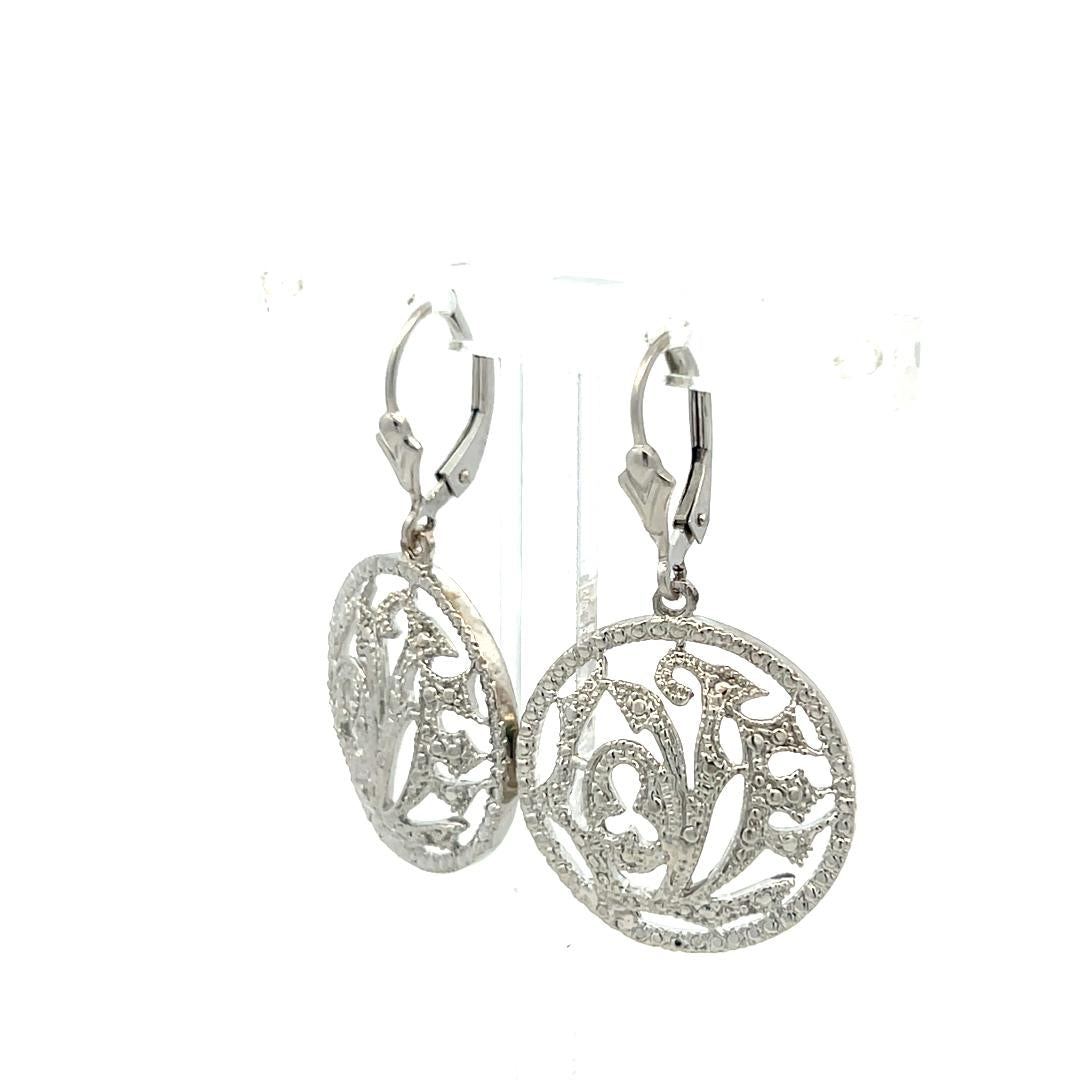 Vintage 14K White Gold Dangling Earrings 7.4 Grams 1.38*0.79*0.15IN