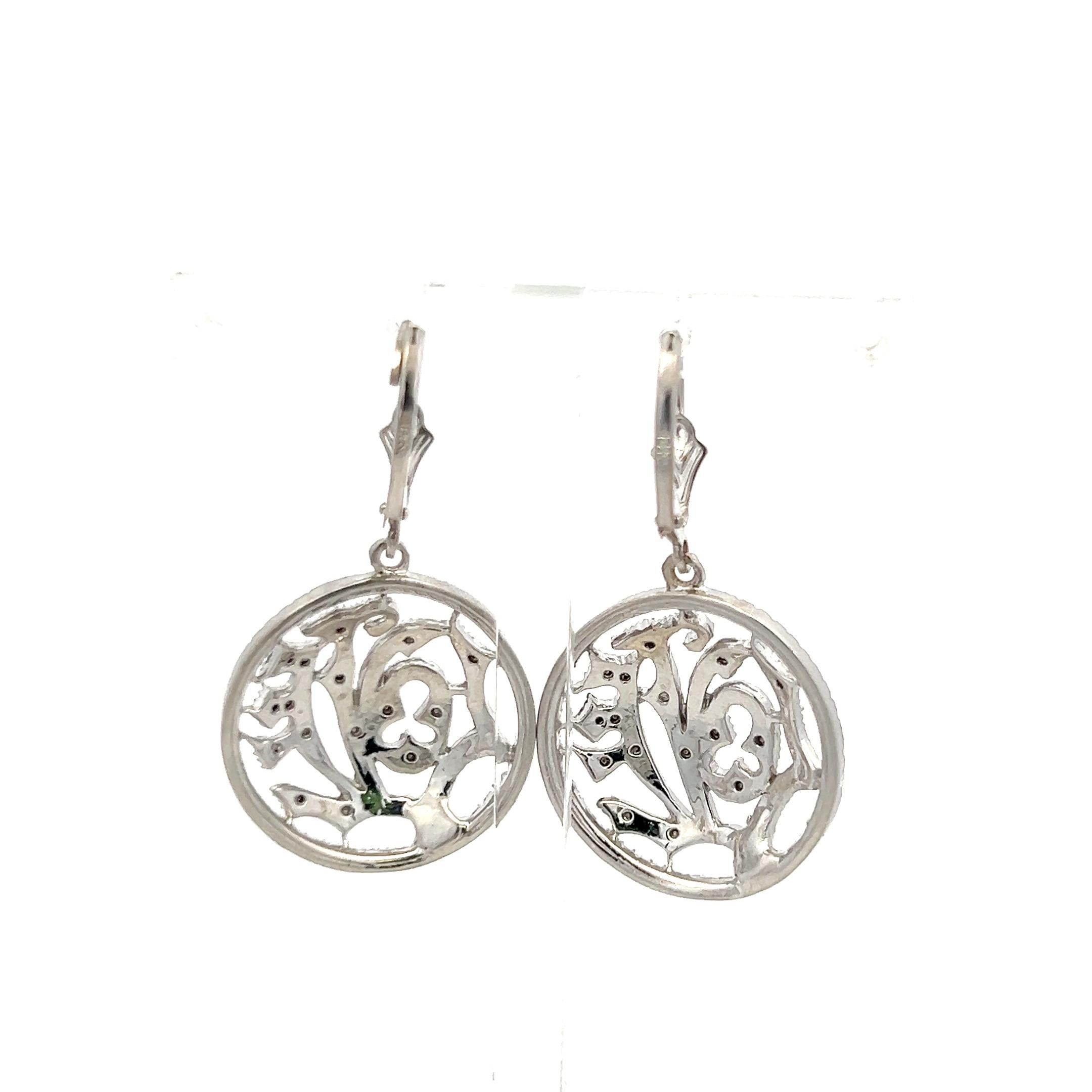 Vintage 14K White Gold Dangling Earrings 7.4 Grams 1.38*0.79*0.15IN