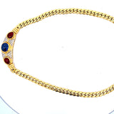 8.30 Carat Sapphire 4.77 Carat Ruby 0.41 Carat Diamond 18 Karat Yellow Gold Necklace