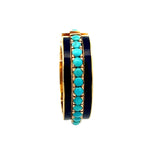 Vintage Turquoise and Enamel 18 Karat Yellow Gold Hoop Earrings