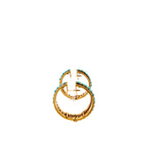 Vintage Turquoise and Enamel 18 Karat Yellow Gold Hoop Earrings