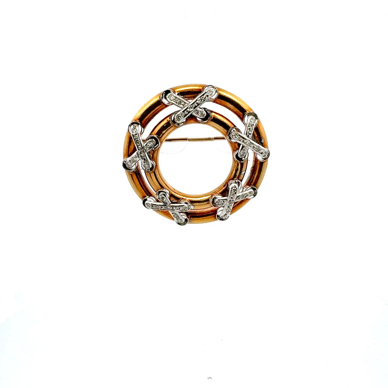 1.00 Carat Round H-I1 Diamond 18 Karat Gold Pin