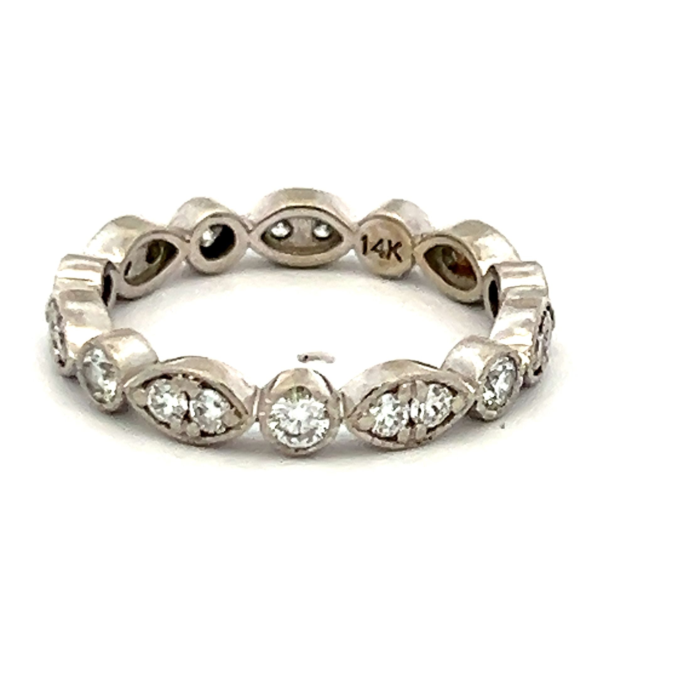 0.34 Carat Old European Cut G SI1 Diamond 14 Karat White Gold Band Ring