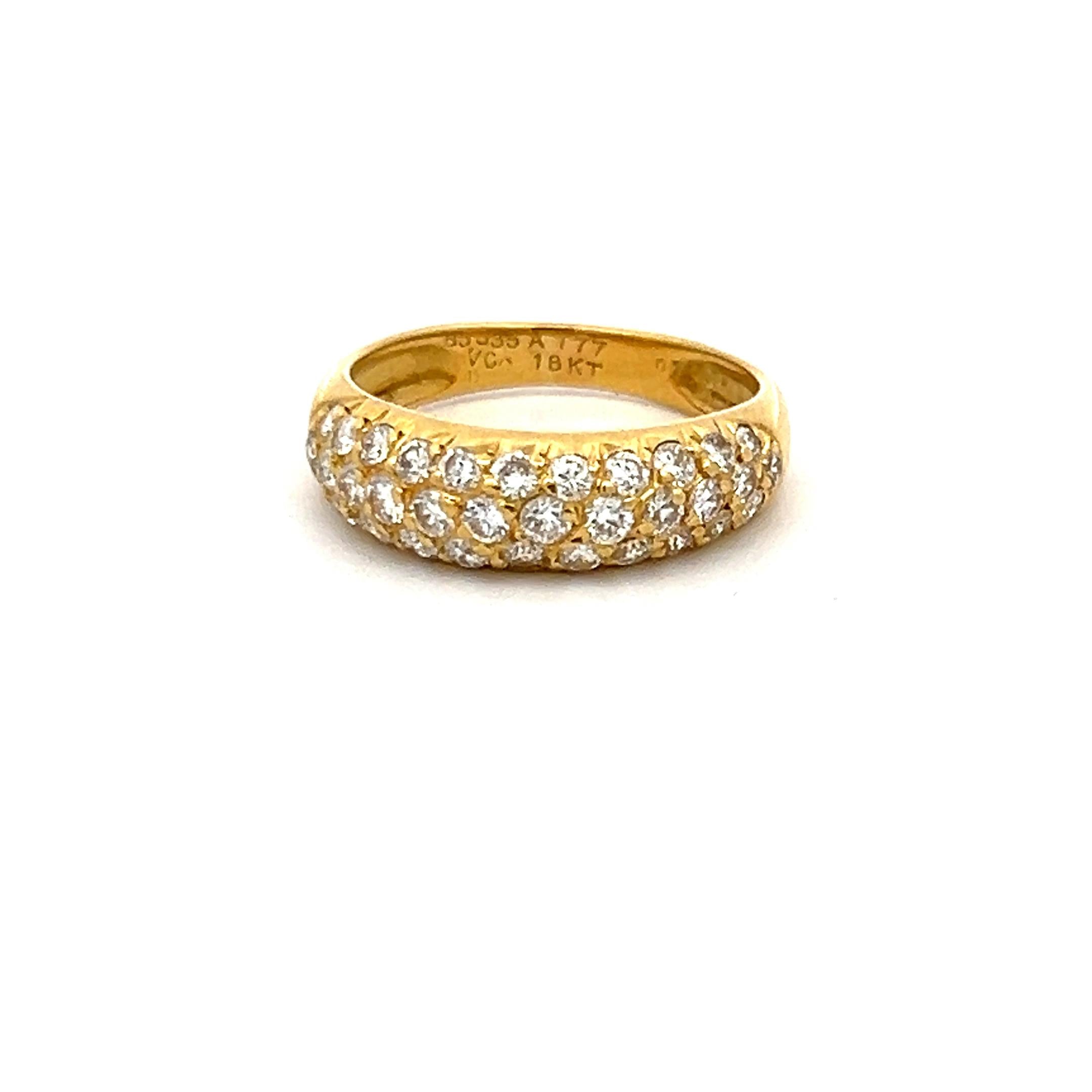 Van Cleef & Arpels 18K Yellow Gold Band Ring with 0.75ct E VS1 Diamonds