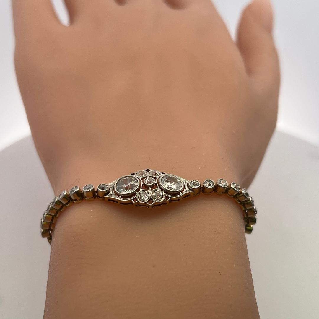 Antique 14K Yellow Gold Edwardian Bracelet with 2.92ct Round K SI  Diamonds