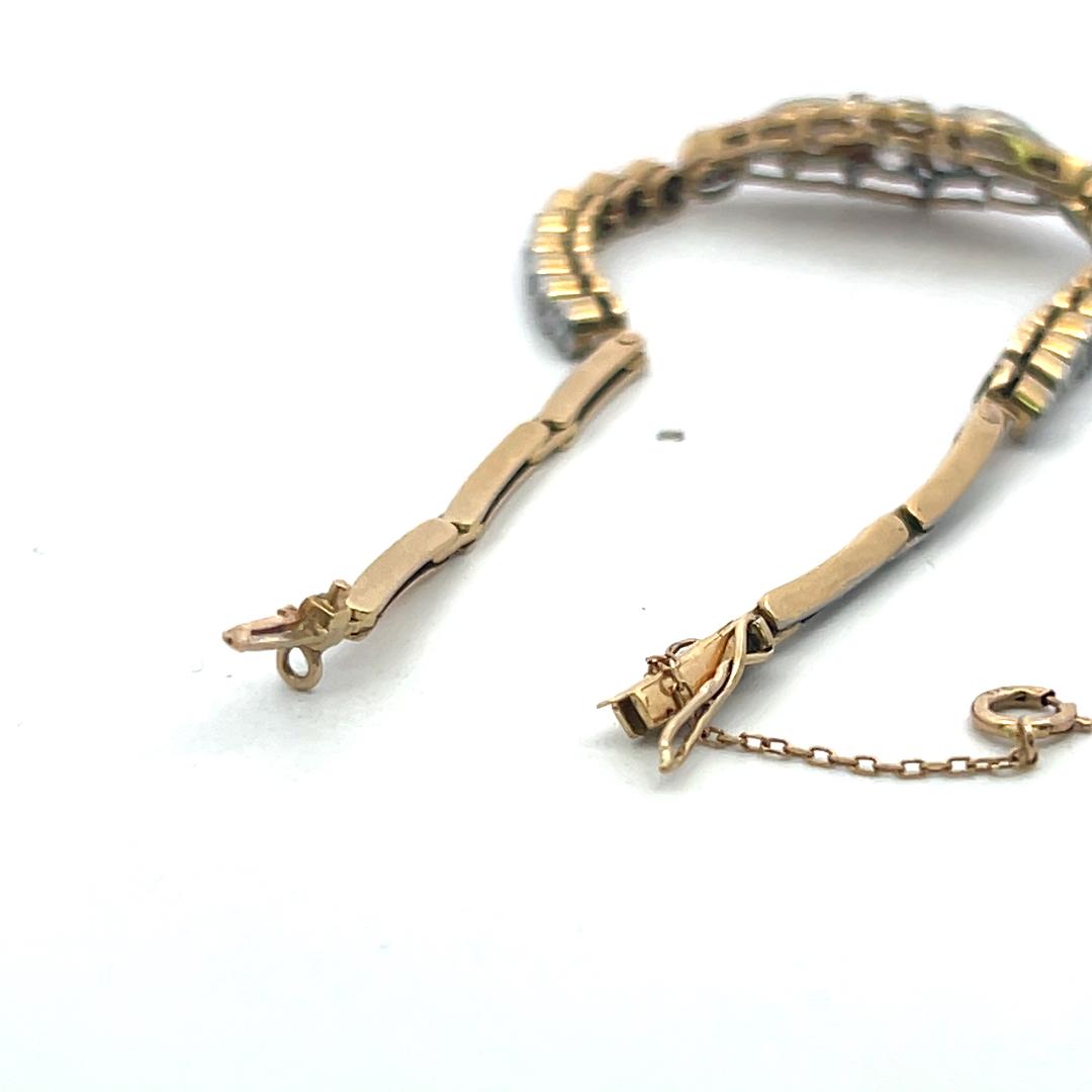 Antique 14K Yellow Gold Edwardian Bracelet with 2.92ct Round K SI  Diamonds