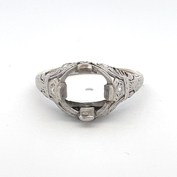 Carat Old European Cut H SI1 Diamond Platinum Semi Mount Ring