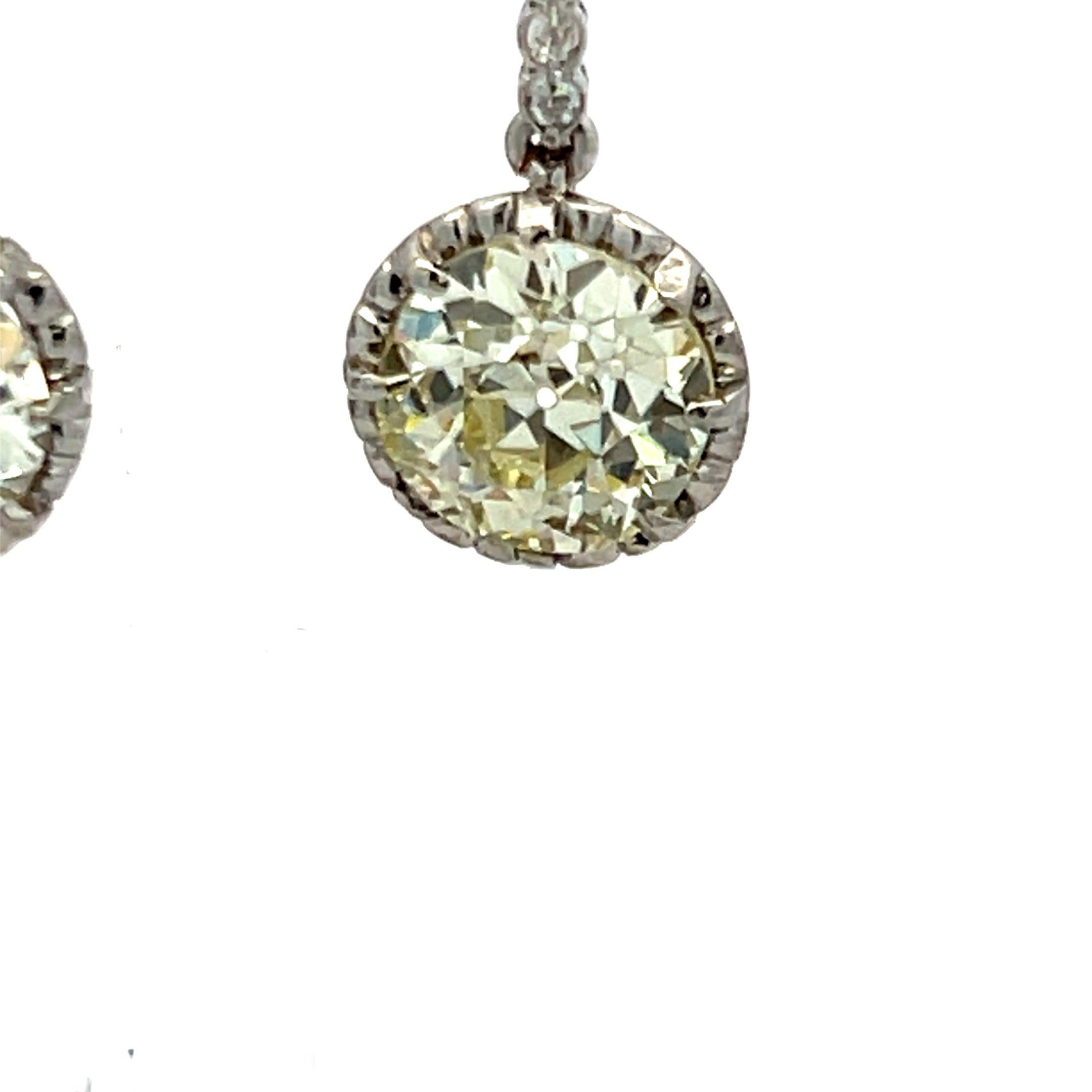 18K Gold Platinum Dangling Earrings with 5.16 Carat Mixed Shape Diamonds GIA