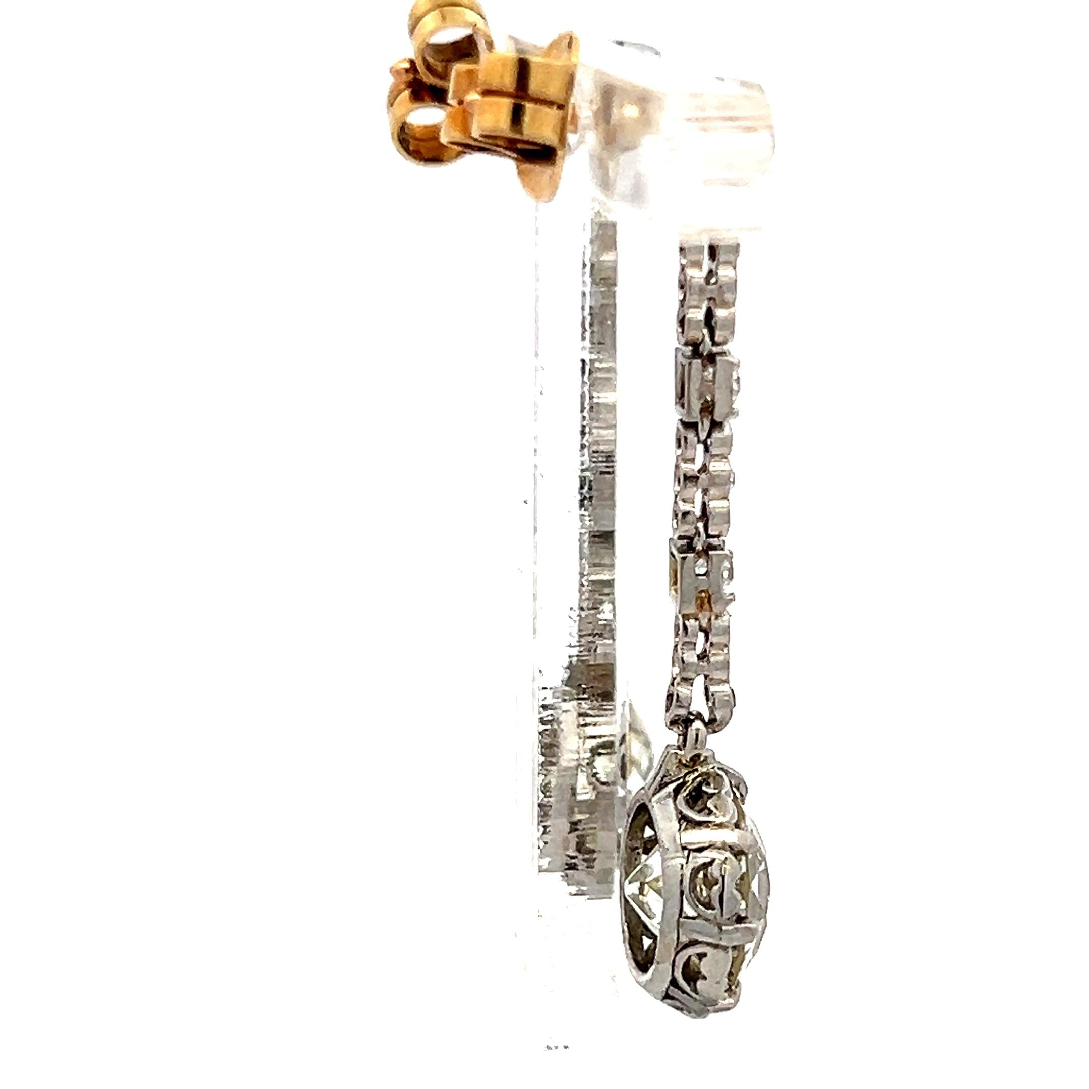 18K Gold Platinum Dangling Earrings with 5.16 Carat Mixed Shape Diamonds GIA