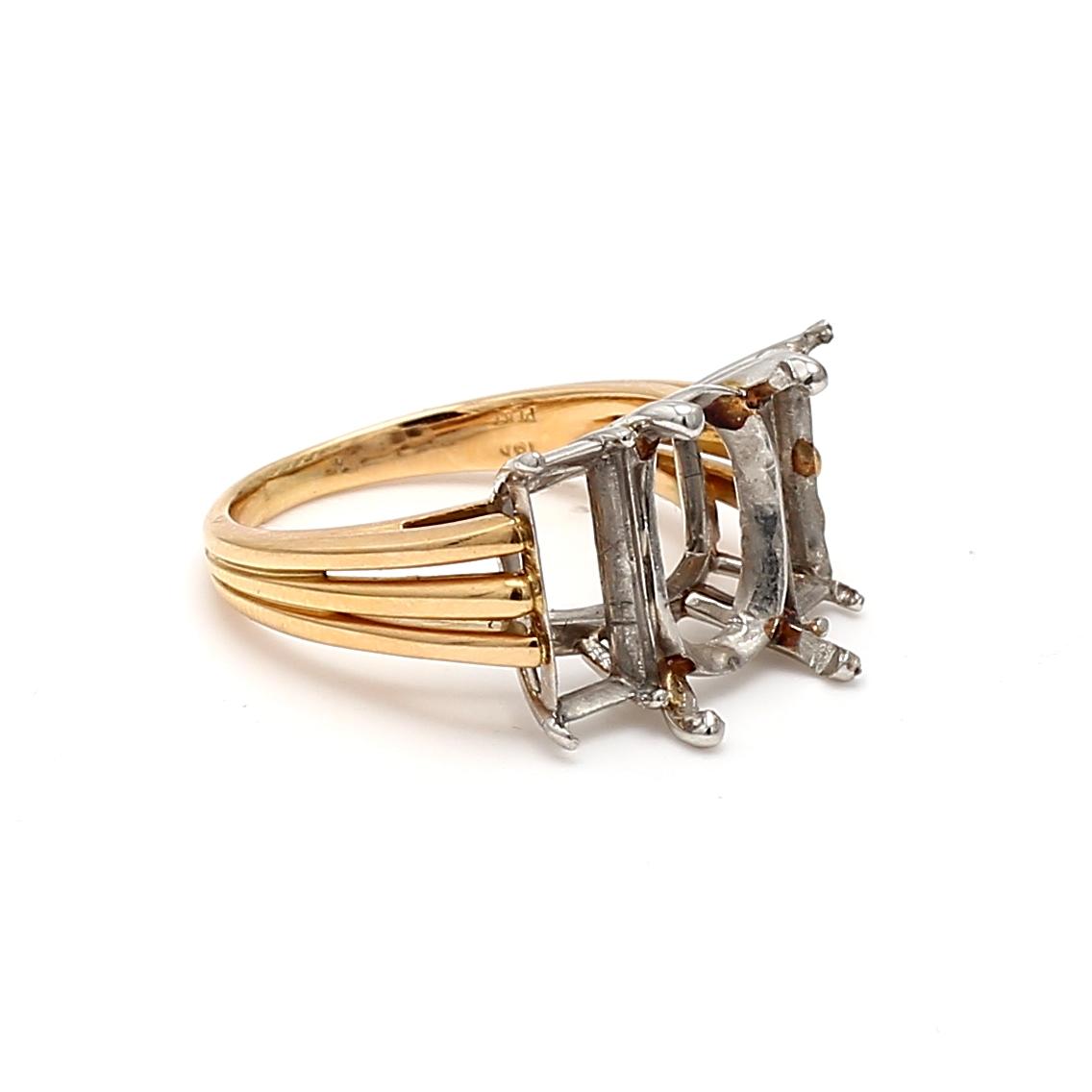 Oscar Heyman 18K Two Tone Gold/Plat Semi Mount Ring Fits 11.5x7.89mm