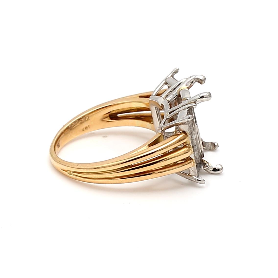 Oscar Heyman 18K Two Tone Gold/Plat Semi Mount Ring Fits 11.5x7.89mm