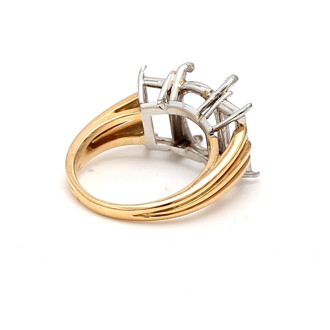 Oscar Heyman 18K Two Tone Gold/Plat Semi Mount Ring Fits 11.5x7.89mm